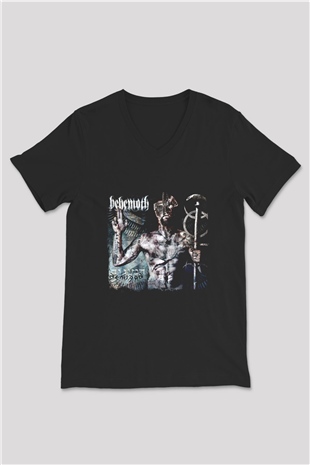 Behemoth Baskılı Unisex Siyah V Yaka Tişört