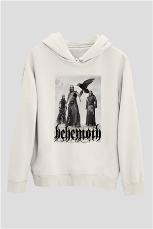 Behemoth Beyaz Unisex Kapşonlu Sweatshirt