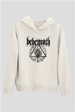 Behemoth Beyaz Unisex Kapşonlu Sweatshirt