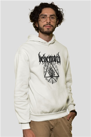 Behemoth Beyaz Unisex Kapşonlu Sweatshirt