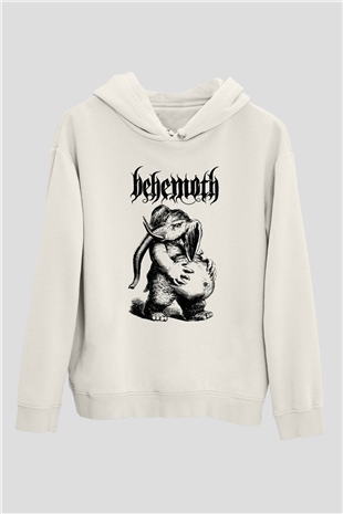 Behemoth Beyaz Unisex Kapüşonlu Sweatshirt