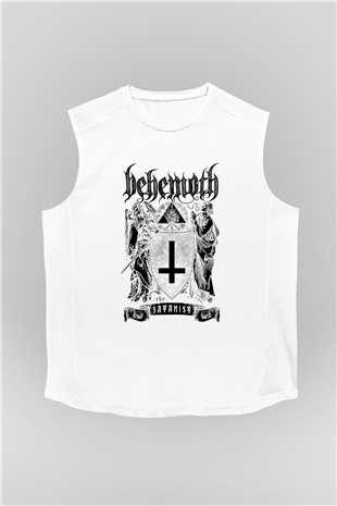 Behemoth Beyaz Unisex Kolsuz Tişört