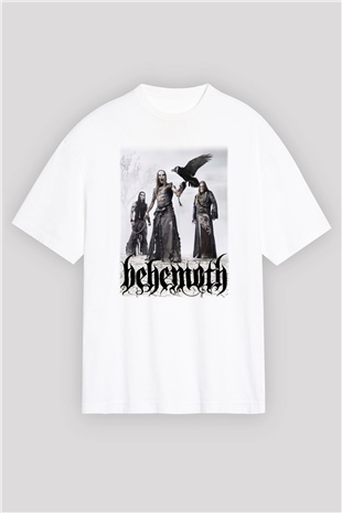 Behemoth Beyaz Unisex Oversize Tişört T-Shirt