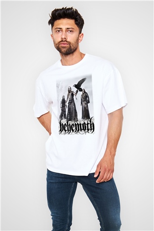 Behemoth Beyaz Unisex Oversize Tişört T-Shirt