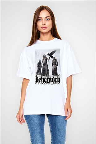 Behemoth Beyaz Unisex Oversize Tişört T-Shirt