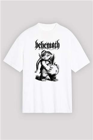 Behemoth Beyaz Oversize Tişört Oversize T-shirt - TişörtFabrikası
