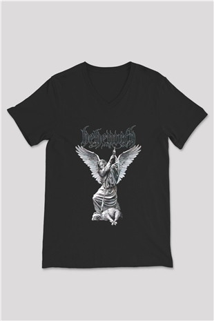 Behemoth Siyah Unisex V Yaka Tişört T-Shirt