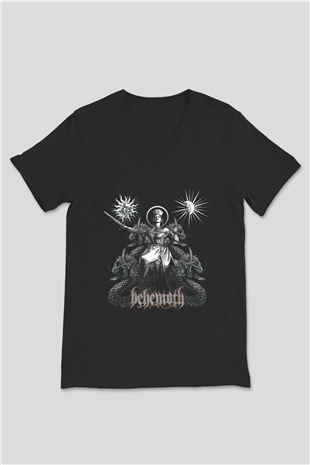 Behemoth Siyah Unisex V Yaka Tişört T-Shirt