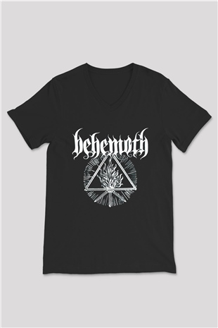 Behemoth Siyah Unisex V Yaka Tişört T-Shirt
