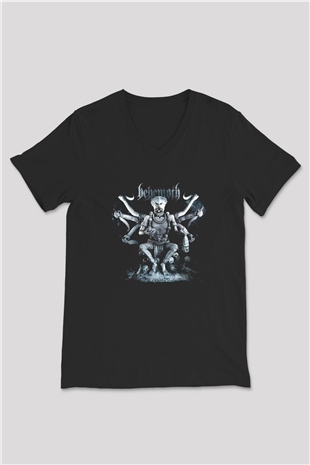Behemoth Siyah Unisex V Yaka Tişört T-Shirt