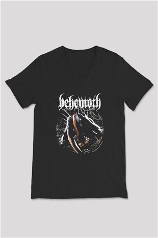Behemoth Siyah Unisex V Yaka Tişört T-Shirt