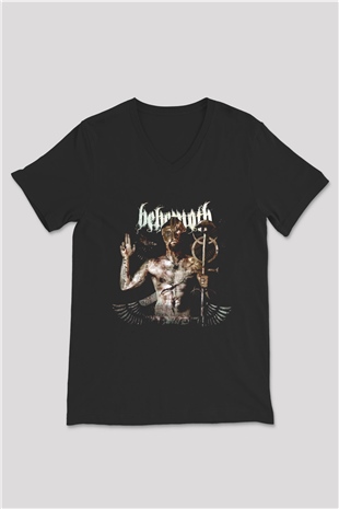 Behemoth Siyah Unisex V Yaka Tişört T-Shirt