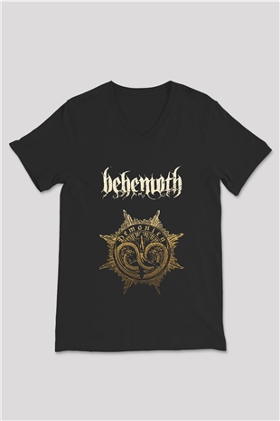 Behemoth Siyah Unisex V Yaka Tişört T-Shirt