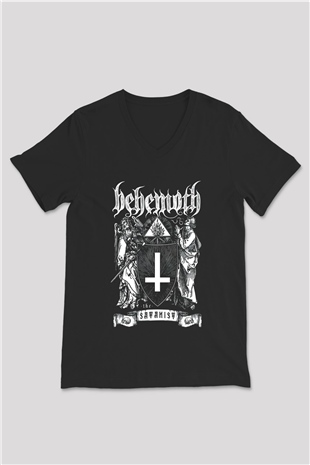 Behemoth Siyah Unisex V Yaka Tişört T-Shirt