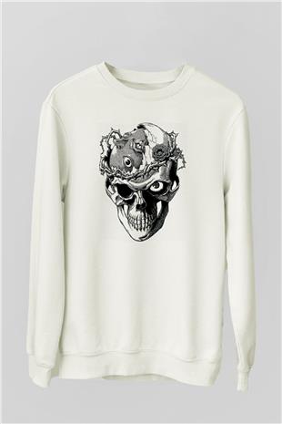 Beherit Baskılı Beyaz Unisex Sweatshirt