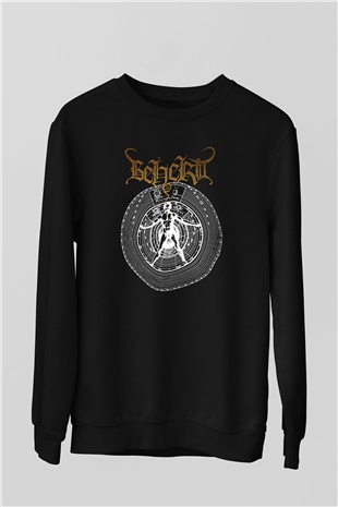 Beherit Baskılı Unisex Siyah Sweatshirt