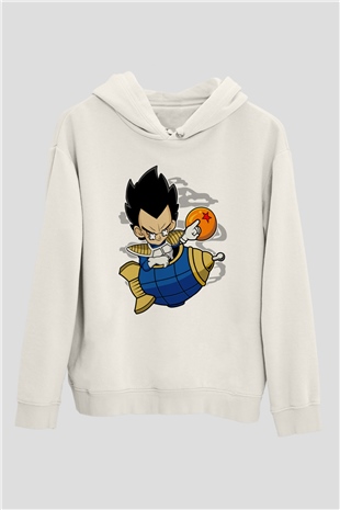 Bejita Rocket Baskılı Unisex Beyaz Hoodie
