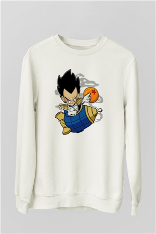 Bejita Rocket Baskılı Unisex Beyaz Sweatshirt