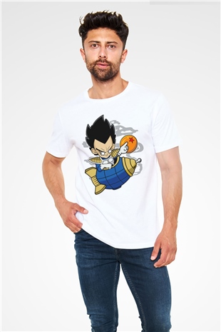 Bejita Rocket Baskılı Unisex Beyaz Tişört