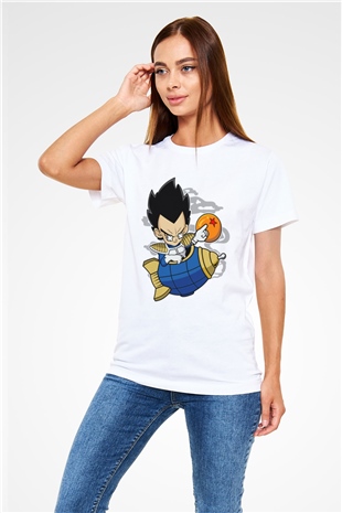 Bejita Rocket Baskılı Unisex Beyaz Tişört