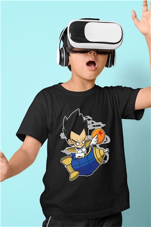 Bejita Rocket Baskılı Unisex Siyah Çocuk Tişört