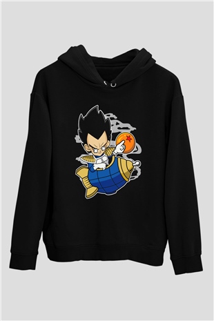 Bejita Rocket Baskılı Unisex Siyah Hoodie
