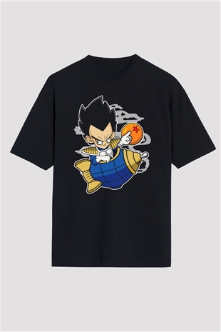 Bejita Rocket Baskılı Unisex Siyah Oversize Tişört