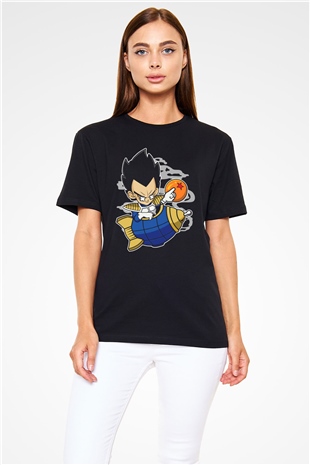 Bejita Rocket Baskılı Unisex Siyah Tişört