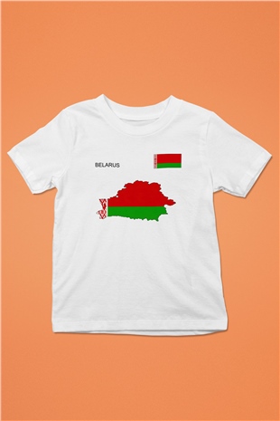 Belarus Baskılı Beyaz Unisex Çocuk Tişört