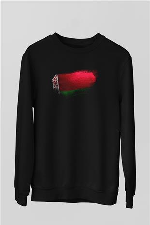 Belarus Bayrağı Baskılı Unisex Siyah Sweatshirt