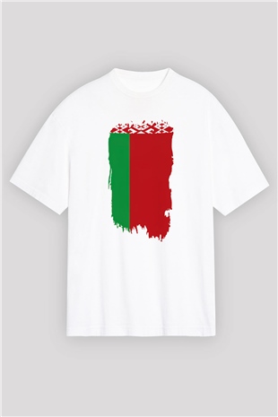 Belarus Beyaz Unisex Oversize Tişört T-Shirt