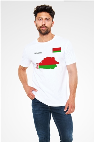 Belarus Beyaz Unisex Tişört T-Shirt - TişörtFabrikası