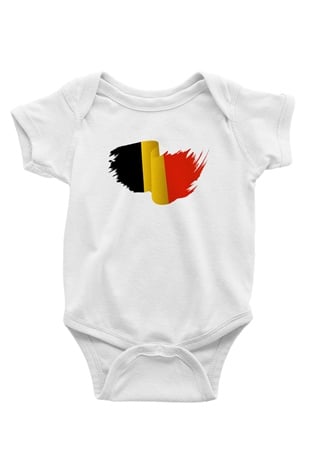 Belçika Baskılı Beyaz Unisex Bebek Body - Zıbın