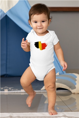 Belçika Baskılı Beyaz Unisex Bebek Body - Zıbın