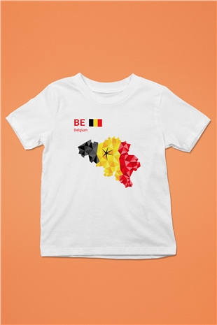 Belçika Baskılı Beyaz Unisex Çocuk Tişört