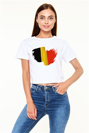 Belçika Beyaz Croptop Tişört
