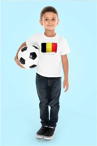Belçika Beyaz Unisex Çocuk Tişört