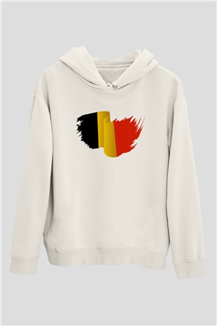 Belçika Beyaz Unisex Kapşonlu Sweatshirt