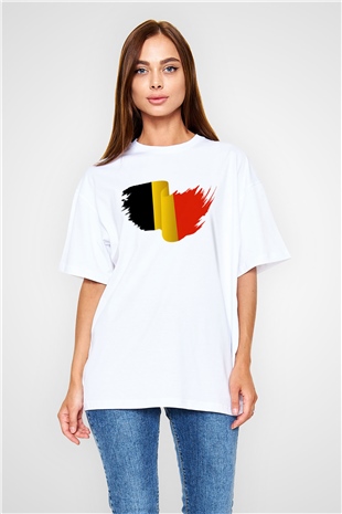 Belçika Beyaz Unisex Oversize Tişört T-Shirt
