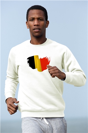 Belçika Beyaz Unisex Sweatshirt