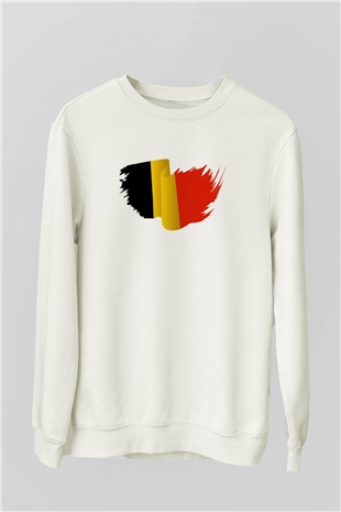 Belçika Beyaz Unisex Sweatshirt
