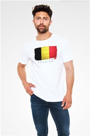 Belçika Beyaz Unisex Tişört T-Shirt - TişörtFabrikası