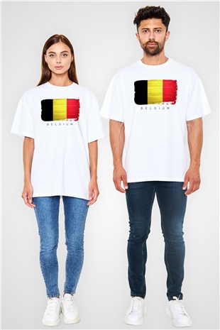 Belçika Beyaz Oversize Tişört Oversize T-shirt - TişörtFabrikası