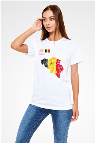 Belçika Beyaz Unisex Tişört T-Shirt - TişörtFabrikası