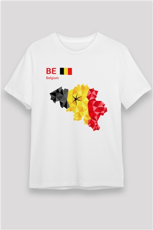 Belçika Beyaz Unisex Tişört T-Shirt - TişörtFabrikası