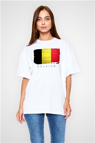 Belçika Beyaz Oversize Tişört Oversize T-shirt - TişörtFabrikası