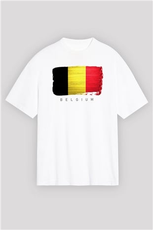 Belçika Beyaz Oversize Tişört Oversize T-shirt - TişörtFabrikası