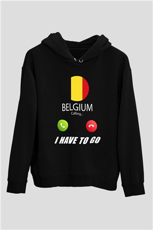 Belçika Siyah Unisex Hoodie