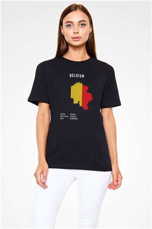 Belçika Siyah Unisex Tişört T-Shirt - TişörtFabrikası