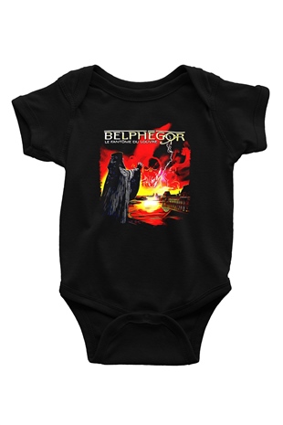 Belphegor Baskılı Unisex Siyah Bebek Body - Zıbın